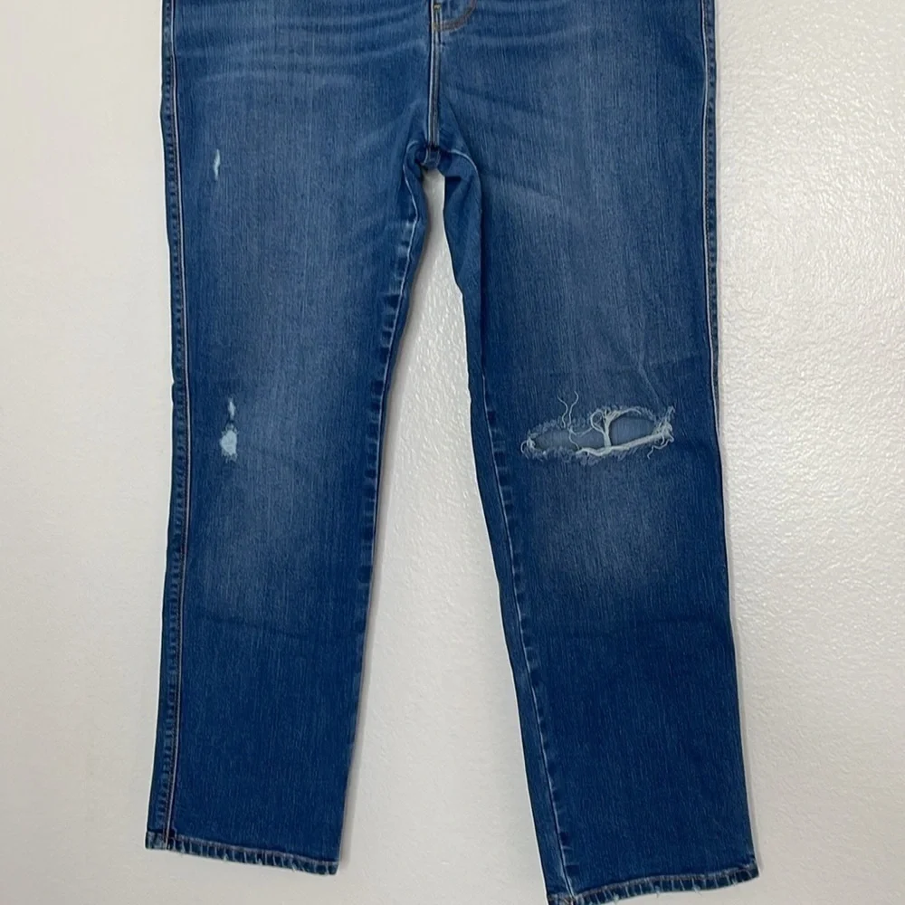 Frame Jeans Le Sylvie Crop High Rise Distressed Straight Fit Size 32 - Picture 2 of 9
